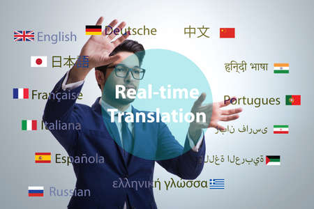 Concept of real time translation from foreign languageの写真素材