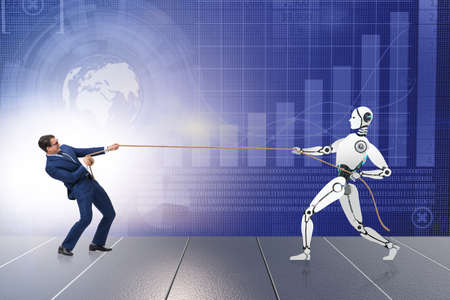 Competition between humans and robots in tug of war concept