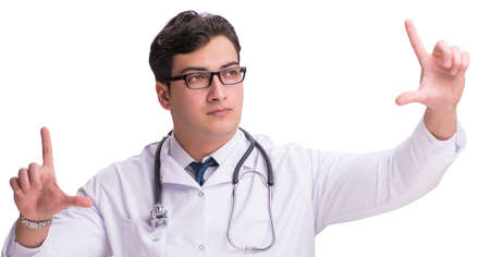 Young male doctor isolated on white backgroundの写真素材