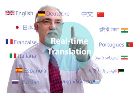 Concept of real time translation from foreign languageの写真素材