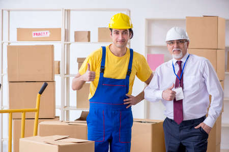 Professional movers doing home relocation