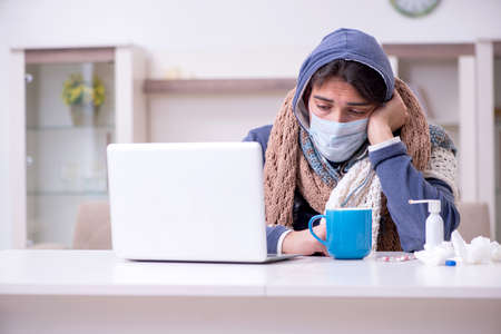 Young man suffering at home