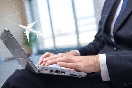 The concept of online air travel bookingの写真素材