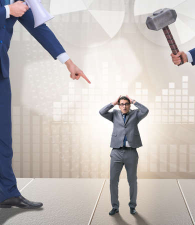 Bad angry boss harassing employee in business conceptの写真素材