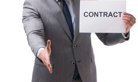 Businessman in employment contract concept isolated on white bacの写真素材