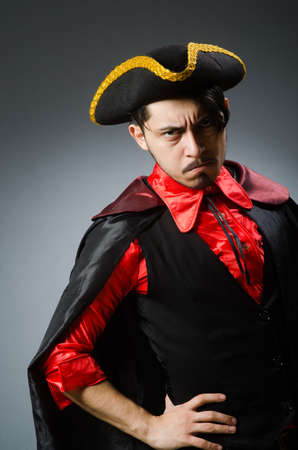 Man pirate against dark backgroundの写真素材