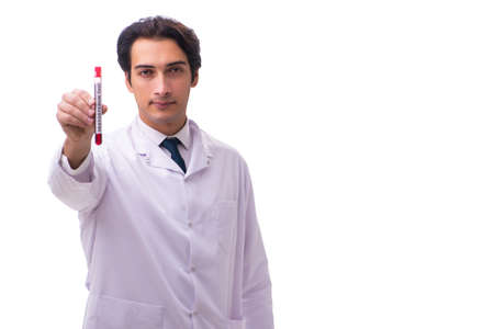 Young chemist isolated on white backgroundの写真素材