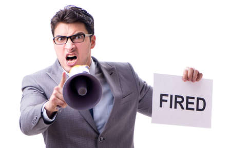 Businessman in dismissal concept isolated on white backgroundの写真素材