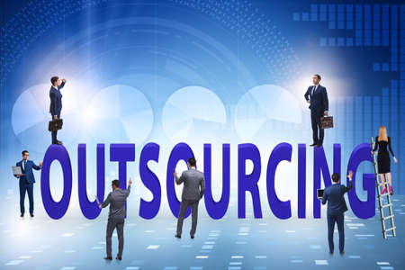 Concept of outsourcing in modern businessの写真素材