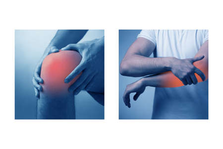 Collage of man suffering from acute pain