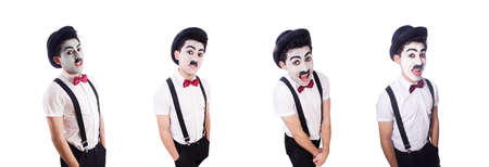 Personification of Charlie Chaplin on whiteの写真素材