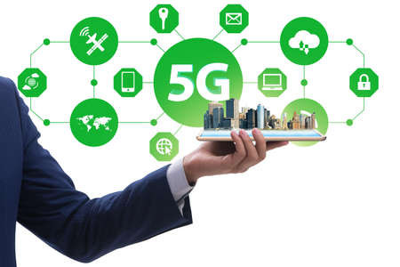 5G technology concept - high internet speedの写真素材