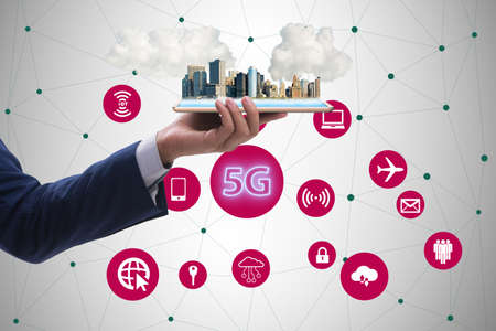 5G technology concept - high internet speedの写真素材