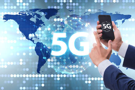 5G technology concept - high internet speedの写真素材