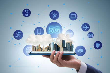 5G technology concept - high internet speedの写真素材