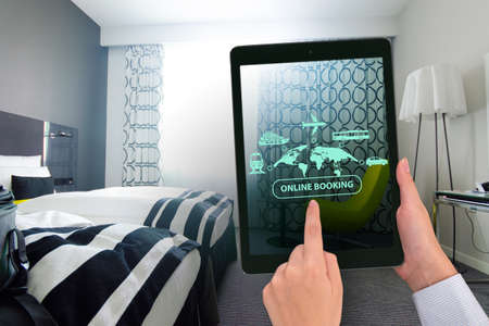The concept of online hotel bookingの写真素材