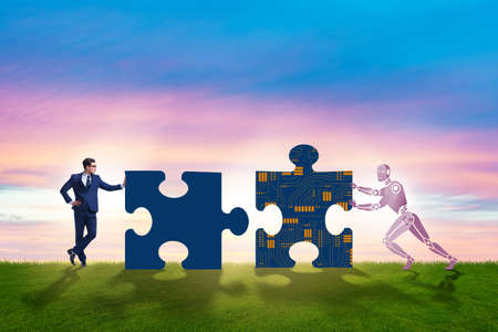 Robot and human cooperating in jigsaw puzzle