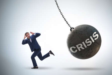 Businessman in crisis management concept