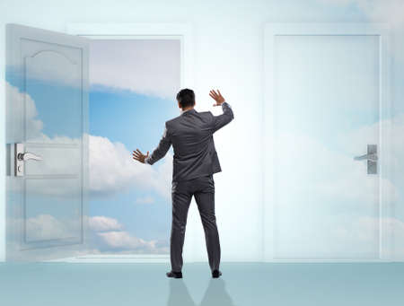 The businessman facing many business opportunitiesの写真素材