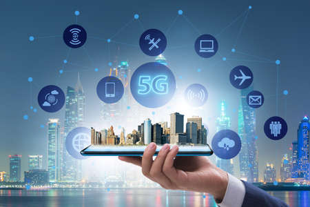 5G mobile technology concept - high internet speed