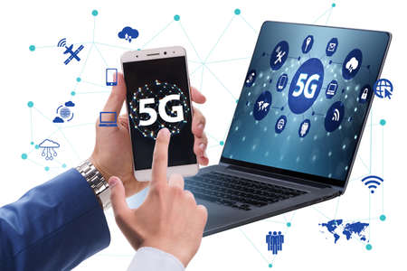 5G mobile technology concept - high internet speedの写真素材