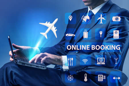 The concept of online booking for tripの写真素材