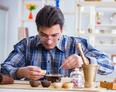 Professional tea expert trying new brews