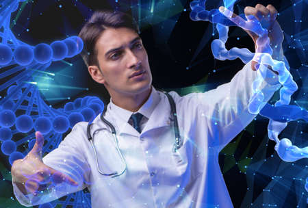 Concept of telemedicine with male doctorの写真素材