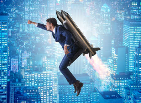 Businessman in career progression concept