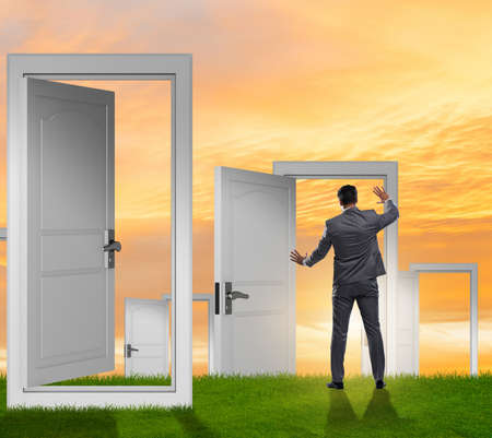 Businessman facing many business opportunities