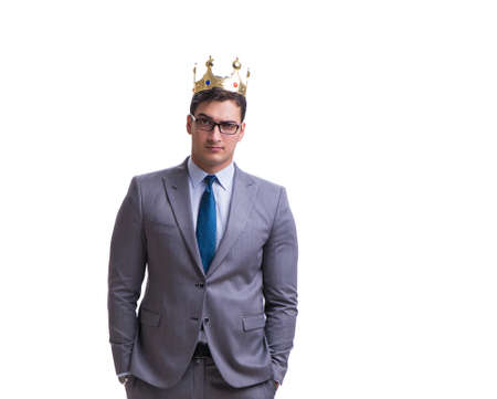 King businessman isolated on white backgroundの写真素材
