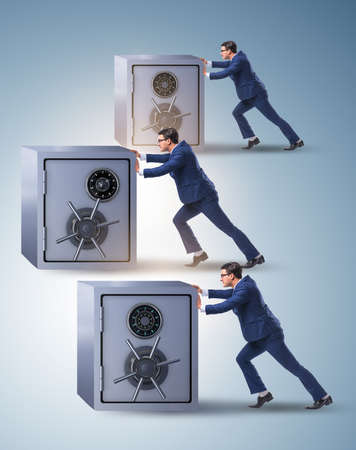 Businessman pushing dollar and beating competitionの写真素材