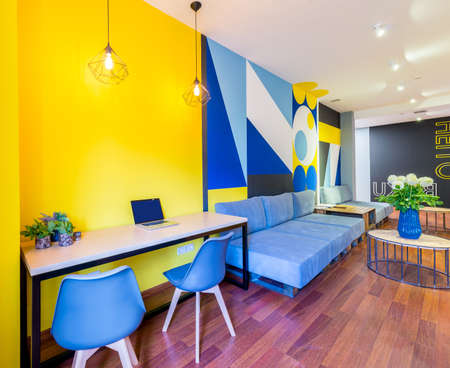 Big room interior with couch