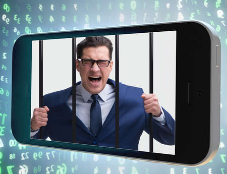 Mobile phone and social media addiction conceptの写真素材