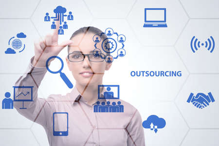 Concept of outsourcing in modern businessの写真素材