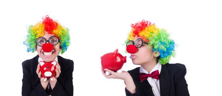 Businessman clown isolated on whiteの写真素材