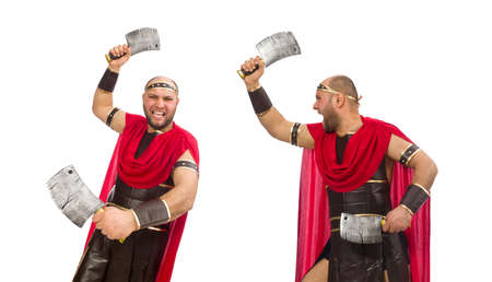 Gladiator isolated on white backgroundの写真素材