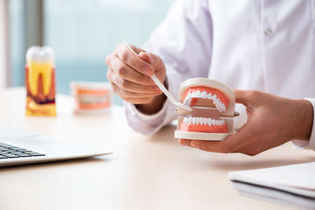 Male doctor stomatologist working in the clinic