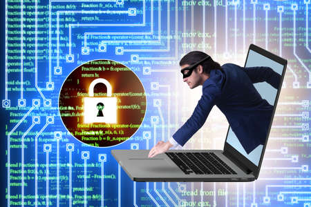 Hacker man trying to steal personal data