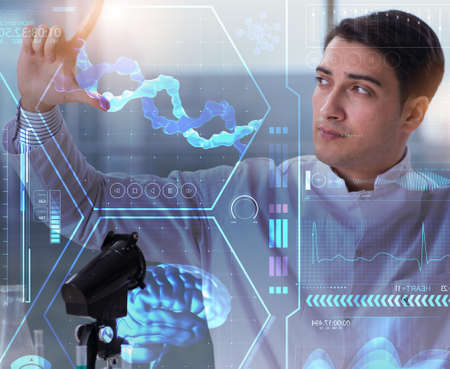 Telemedicine mhealth concept with young doctorの写真素材