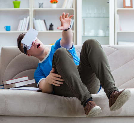 Young man with virtual glasses