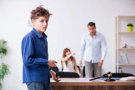 Divorcing family trying to divide child custodyの写真素材