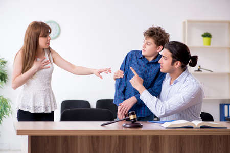 Divorcing family trying to divide child custodyの写真素材