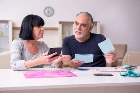 Senior couple discussing financial plansの写真素材