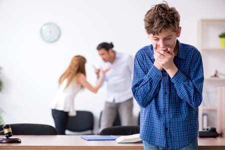 Divorcing family trying to divide child custodyの写真素材