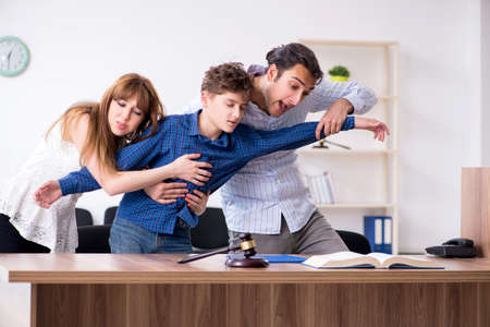 Divorcing family trying to divide child custodyの写真素材