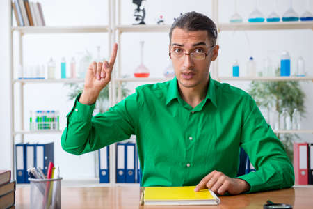 Chemistry student studying for examsの写真素材