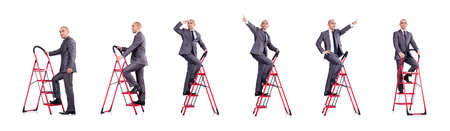 Businessman in career ladder conceptの写真素材