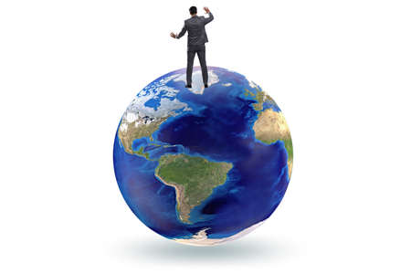Businessman on top of the worldの写真素材