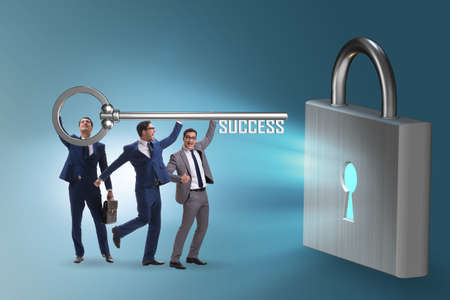 Businessmen achieving success through teamwork